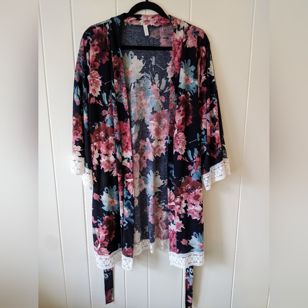 Pink Blush floral maternity robe